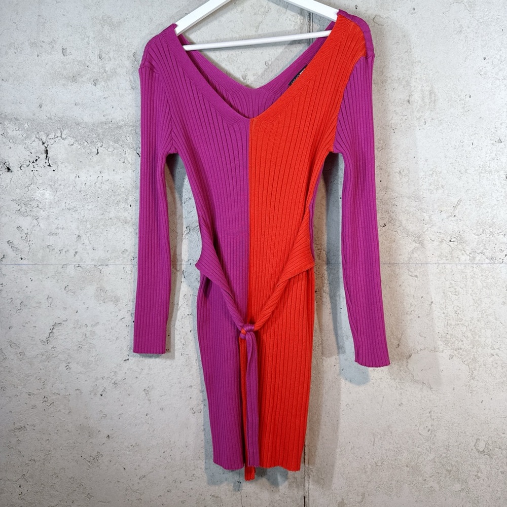 Fashion Nova Vivid Colorblock Long Sleeve Dress